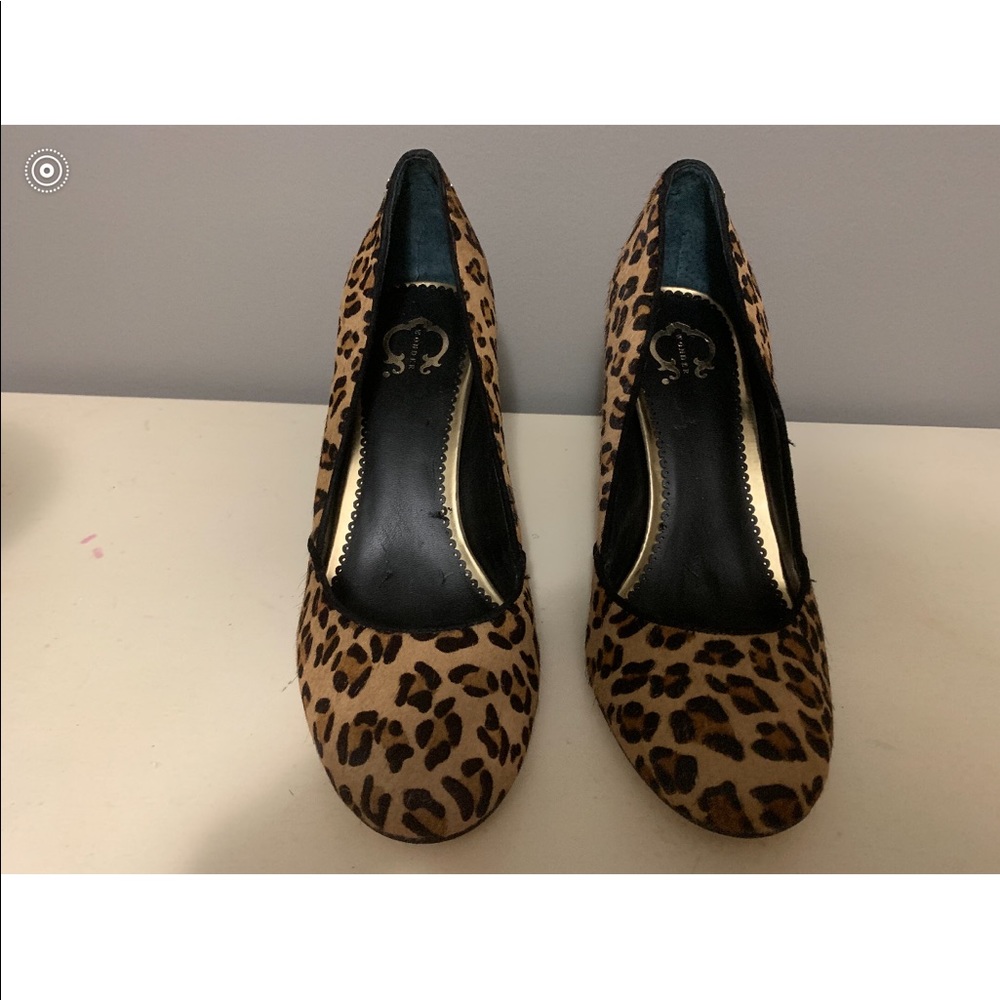 C Wonder Leopard Calf Fur Shoes Sz 9.5